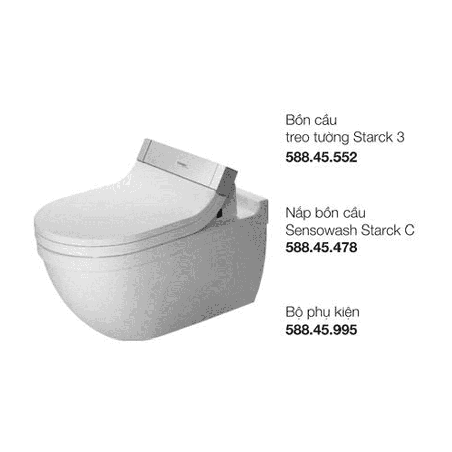 Bồn cầu treo tường Starck 3 với Sensowash 588.46.404